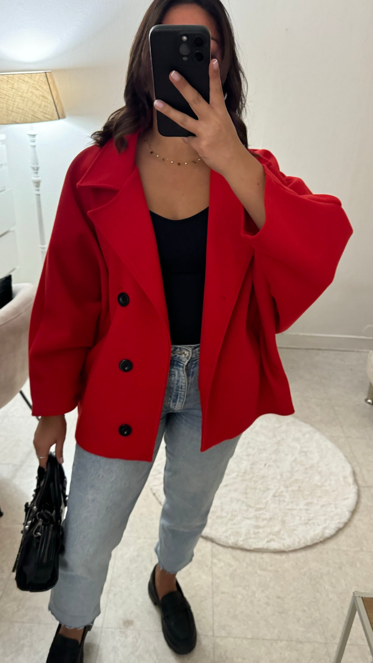 Manteau rouge vif court